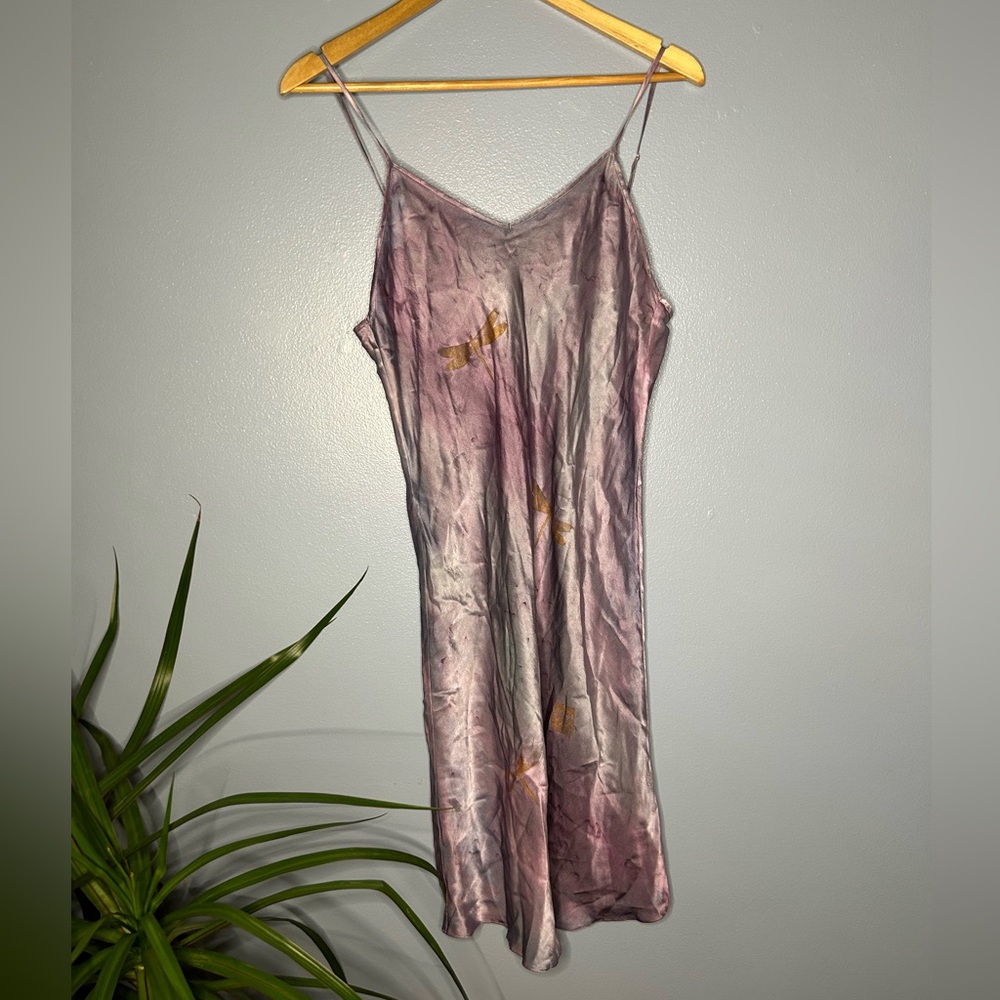 Vintage 100% silk slip with dragon fly details.